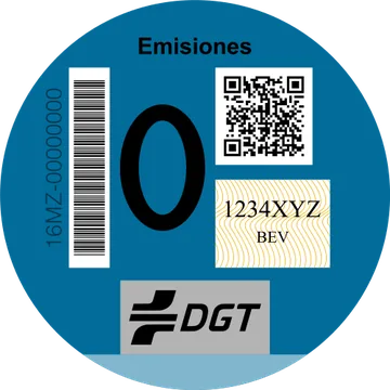 Distintivo ambiental 0 (Cero Emisiones) de la DGT: círculo azul con un 0