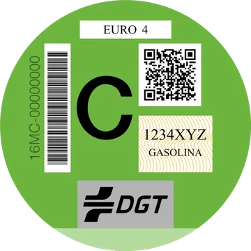 Distintivo ambiental C de la DGT: círculo verde con una C
